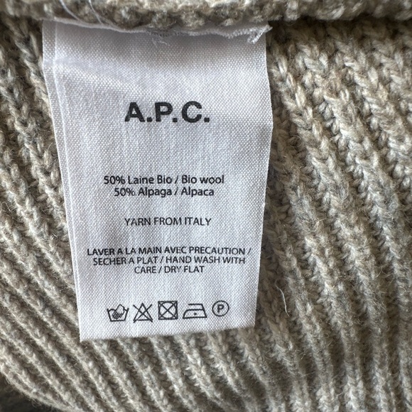 A.P.C. Oatmeal Color Rib Knit Poncho Bio Wool/Alpaca Large/Extra Large Like New! - Picture 11 of 11